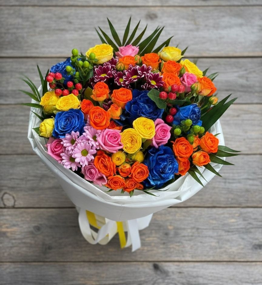 Букет цветов из: Розы и Хризантемы в Бородино