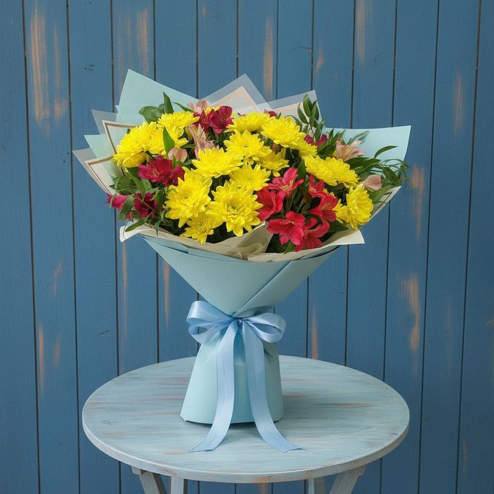 Букет цветов из: Альстромерии и Хризантемы в Бородино