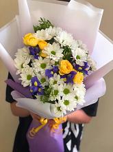 Букет цветов из:  Ирисы, Хризантемы и Розы #REPLACE_PRED# Бородино