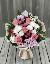 Букет цветов из:  Альстромерии, Гвоздики, Розы и Хризантемы #REPLACE_PRED# Бородино