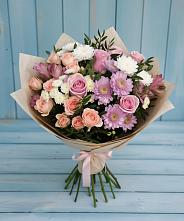 Букет цветов из:  Хризантемы, Розы и Альстромерии #REPLACE_PRED# Бородино