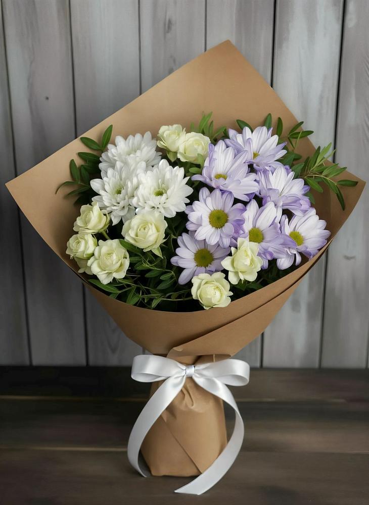 Букет цветов из: Хризантемы и Розы в Бородино